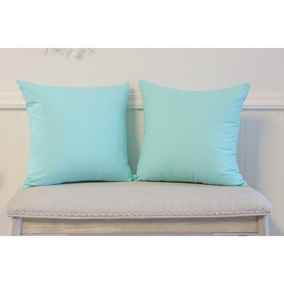 NEW Turquoise Throw Pillow Covers 2 Pack 100% Cotton Canvas 18x18 Pillow Cases - Picture 7 of 10